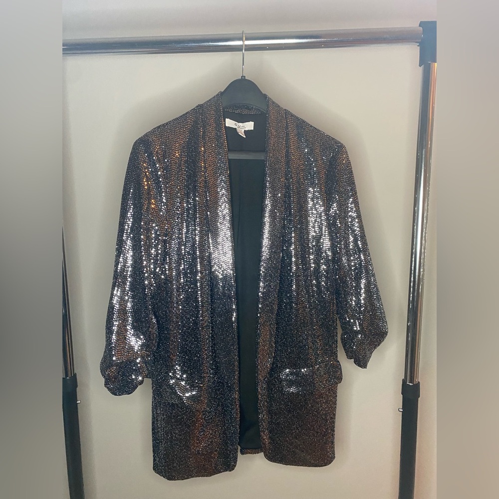 C‎ by One Women's Black and Silver Sequin Blazer Medium, Metallic Size Small